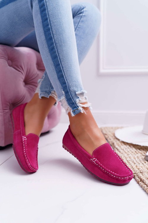 Women's Moccasins Suede Leather Fuchsia Tenzion