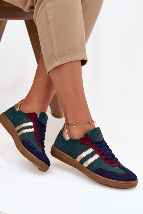 Damskie Sneakersy Zamszowe Butelkowa Zieleń Zazoo N1068