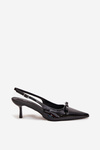 Patent Leather Heeled Pumps With Bow Black Olvena