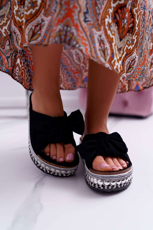 Women's Flip-Flops With Doodles Thick Soles Black Milady