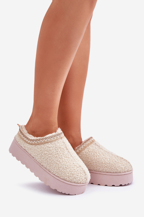 Women's Snow Boots On Platform With Embroidery Light Beige Tirissa