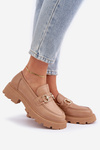 Ladies Moccasins With Golden Detail Beige Ferietta