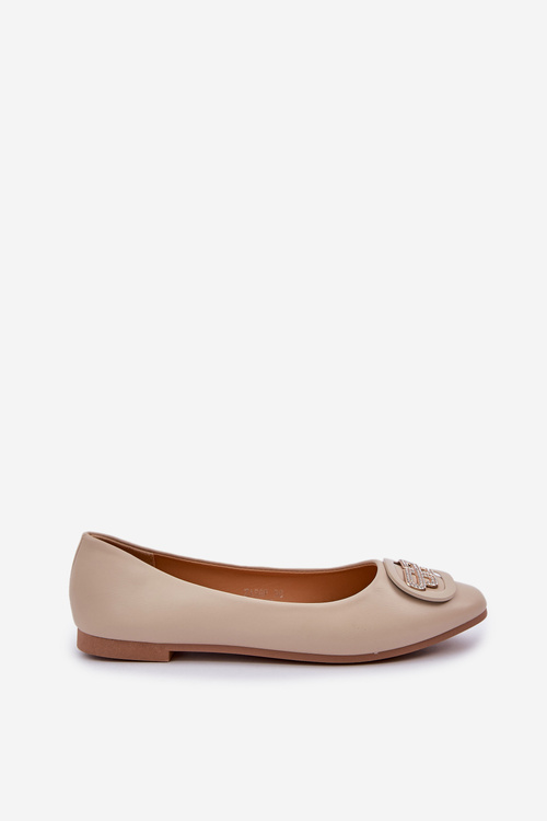 Ballet Flats On Flat Sole With Decoration Beige Ainoria
