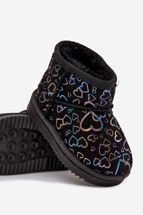 Kids Snow Boots With Hearts Black Calivine