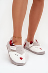 Christmas Women's Slippers With Reindeer Motif Furry Gray Orsella