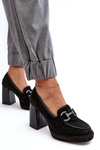Leather Pumps On Massive Heel Laura Messi 2706 Black