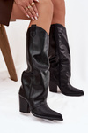 Protective cowboy boots with heel from eco leather black Mavine