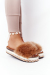 Platform Slippers With Eco Fur Camel Adventure
