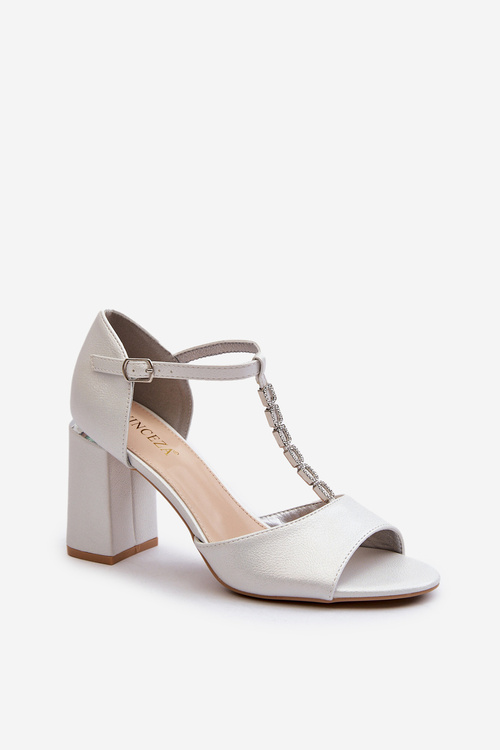 Sandals With Rhinestones Silver Aniya