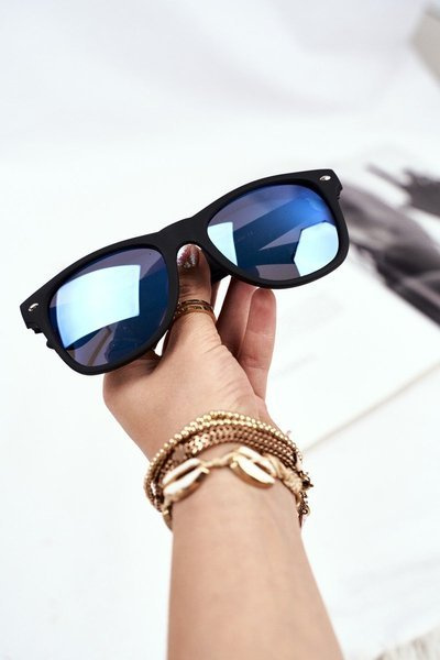 Sunglasses Black Mat Unisex Blue Mirror