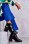 Women's Lacquered Boots With Zippers Black Cristel