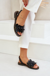 Leather Sandals On Flat Heel Zazoo 40425 Black
