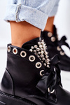 Insulated Boots With Metal Pearls Black Perla