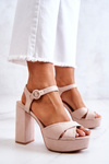 Suede Heeled Sandals Beige Semilla