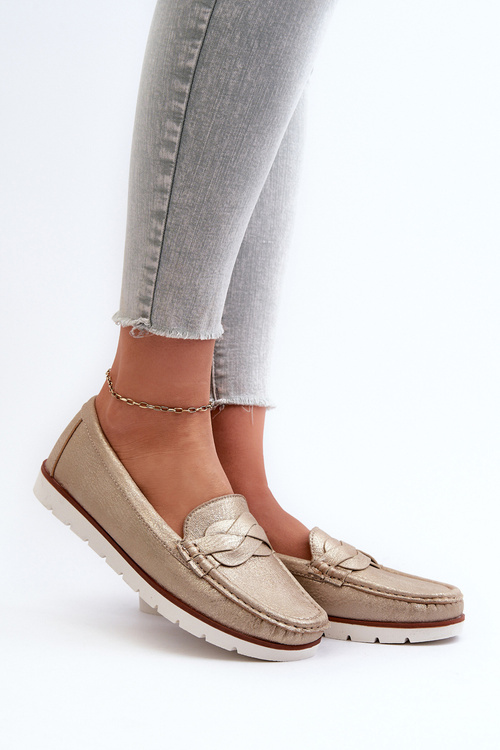 Women's Loafers Made of Eco Leather in Gold Nestalia
