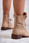 Lace-up suede boots With Decoration Nicole 2750 Beige