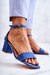 Fashionable Suede Sandals On A Bar Blue Rovena