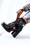 Ankle Boots Shiny Black With Buckle Flaris