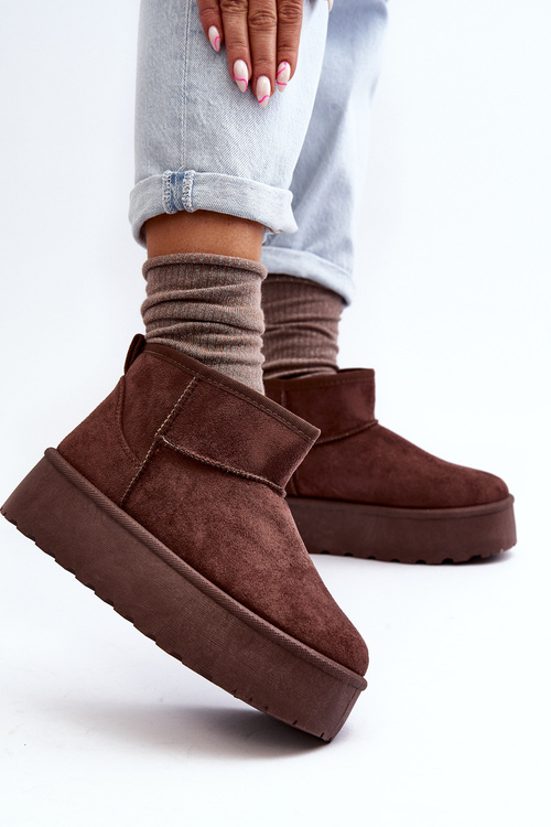 Suede Platform Snow Boots Brown Corcoran