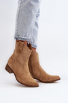 Suede Cowboy Ankle Boots With Low Heel Zazoo 3329 Brown