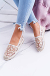 Vices | White Mokassin Balerinas In Flowers Mesh Rede