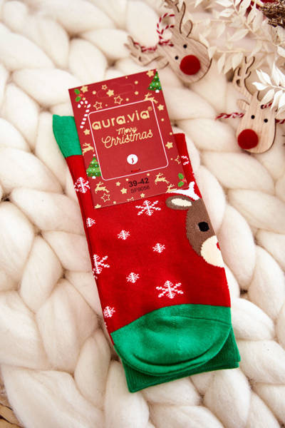 Men's Christmas Socks Reindeer Red and Green
