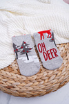 Women's Christmas Socks Anti-Slip Grey OH DEER