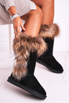 Women's Snow Boots With Fur Leather Suede Black Balvin
