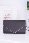 Elegant Black Women's Clutch Bag Gold Plated Hardware