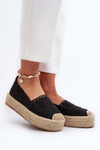 Koronkowe Damskie Espadryle Na Platformie Elarose Czarne