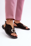 Elegant Women's Sandals with Eco Suede Decoration S.Barski KV27-058 Black