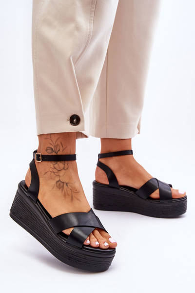 Women's Comfortable Wedge Sandals Černá Laurie