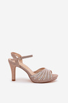 Stiletto Sandals With Decoration And Glitter D&A MR1038-33 Champagne