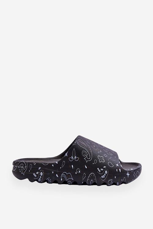 Fashionable women's slippers on a massive platform Black Lorette