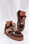 Women's Platform Sneakers with Sheepskin Brown Frelina