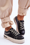 Comfortable Women's Sport Shoes On The Platform Black And Beige Devan