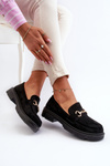 Women's black faux suede moccasins with gold decoration Lighas