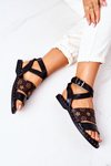 Flat Leather Sandals Black Loretta
