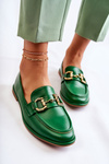 Women's Leather Loafers Green Coriso