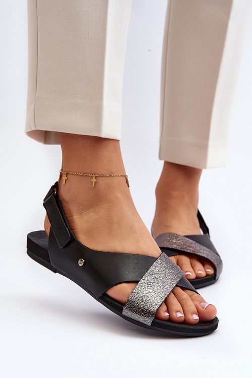 Zazoo 40141 Leather Sandals with Velcro Black