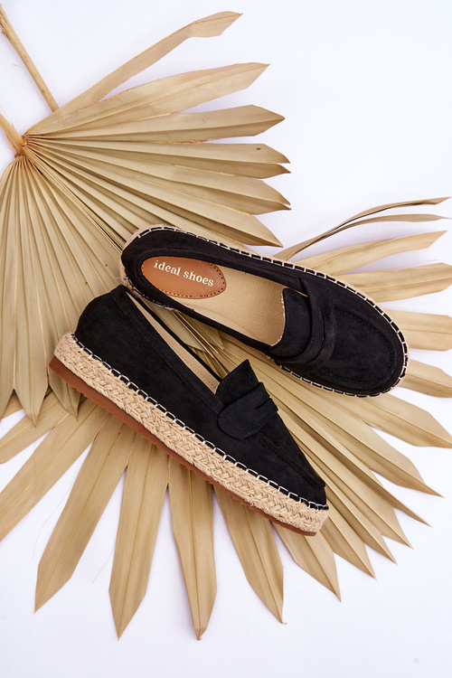 Espadryle Damskie Zamsz Czarne Keyla