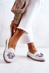 Women's Leather Loafers With Fringes White Laressa