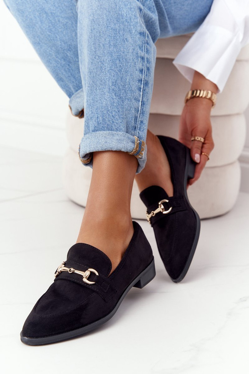 Elegant Women's Loafers S.Barski Suede Black
