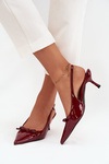 Patent leather pumps with heel with bow burgundy Olvena