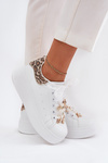 Women's Platform Sneakers With Rhinestones White Panther Ocerdia