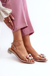 Transparent sandals with low heel and pink gold ornament D&A MR38-368