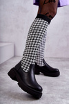 Women's Sock Boots Black-White Avira