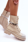 Women's Embellished Leather Boots Workery Beige Totah 