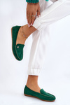 Women's Suede Loafers With Embellishments Green Leah