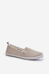 Women's Striped Slip-On Sneakers in Beige Pazaria